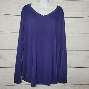 Women's V Neck Long Sleeve Top 2XL